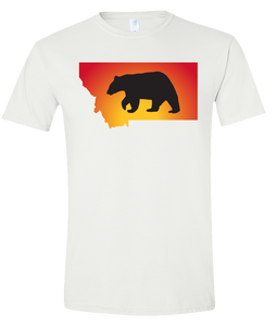 Short Sleeve T-Shirt Montana White Black Bear Vibrant Design High Quality Tight Knit Ring Spun Low Maintenance Cotton Printed With The Newest Available Color Transfer Technology
