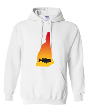 Load image into Gallery viewer, Pullover Hooded Sweatshirt New Hampshire White Large Mouth Bass Vibrant Design High Quality Tight Knit Ring Spun Low Maintenance Cotton Printed With The Newest Available Color Transfer Technology
