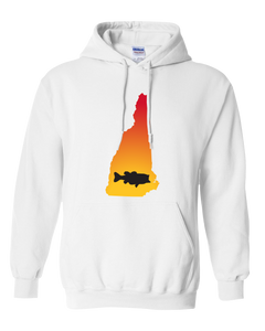 Pullover Hooded Sweatshirt New Hampshire White Large Mouth Bass Vibrant Design High Quality Tight Knit Ring Spun Low Maintenance Cotton Printed With The Newest Available Color Transfer Technology