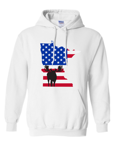 Pullover Hooded Sweatshirt Minnesota White Moose Vibrant Design High Quality Tight Knit Ring Spun Low Maintenance Cotton Printed With The Newest Available Color Transfer Technology