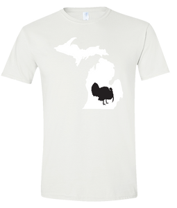 Short Sleeve T-Shirt Michigan White Turkey Vibrant Design High Quality Tight Knit Ring Spun Low Maintenance Cotton Printed With The Newest Available Color Transfer Technology