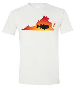 Short Sleeve T-Shirt Virginia White Large Mouth Bass Vibrant Design High Quality Tight Knit Ring Spun Low Maintenance Cotton Printed With The Newest Available Color Transfer Technology