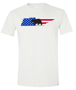 Short Sleeve T-Shirt Tennessee White Black Bear Vibrant Design High Quality Tight Knit Ring Spun Low Maintenance Cotton Printed With The Newest Available Color Transfer Technology