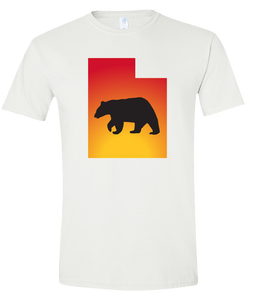 Short Sleeve T-Shirt Utah White Black Bear Vibrant Design High Quality Tight Knit Ring Spun Low Maintenance Cotton Printed With The Newest Available Color Transfer Technology