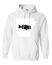 Load image into Gallery viewer, Pullover Hooded Sweatshirt Arkansas White Large Mouth Bass Vibrant Design High Quality Tight Knit Ring Spun Low Maintenance Cotton Printed With The Newest Available Color Transfer Technology