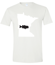 Load image into Gallery viewer, Short Sleeve T-Shirt Minnesota White Large Mouth Bass Vibrant Design High Quality Tight Knit Ring Spun Low Maintenance Cotton Printed With The Newest Available Color Transfer Technology