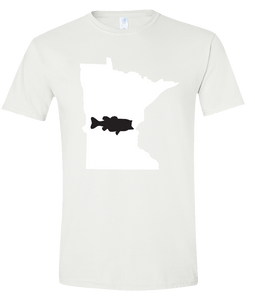 Short Sleeve T-Shirt Minnesota White Large Mouth Bass Vibrant Design High Quality Tight Knit Ring Spun Low Maintenance Cotton Printed With The Newest Available Color Transfer Technology