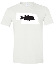 Load image into Gallery viewer, Short Sleeve T-Shirt Nebraska White Large Mouth Bass Vibrant Design High Quality Tight Knit Ring Spun Low Maintenance Cotton Printed With The Newest Available Color Transfer Technology