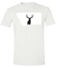 Load image into Gallery viewer, Short Sleeve T-Shirt Montana White Mule Deer Vibrant Design High Quality Tight Knit Ring Spun Low Maintenance Cotton Printed With The Newest Available Color Transfer Technology