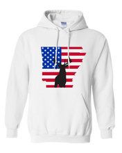 Load image into Gallery viewer, Pullover Hooded Sweatshirt Arkansas White Whitetail Deer Vibrant Design High Quality Tight Knit Ring Spun Low Maintenance Cotton Printed With The Newest Available Color Transfer Technology