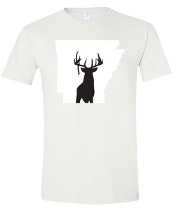 Short Sleeve T-Shirt Arkansas White Whitetail Deer Vibrant Design High Quality Tight Knit Ring Spun Low Maintenance Cotton Printed With The Newest Available Color Transfer Technology