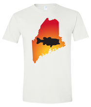 Load image into Gallery viewer, Short Sleeve T-Shirt Maine White Large Mouth Bass Vibrant Design High Quality Tight Knit Ring Spun Low Maintenance Cotton Printed With The Newest Available Color Transfer Technology