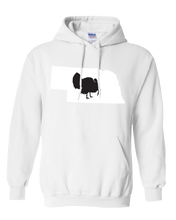Load image into Gallery viewer, Pullover Hooded Sweatshirt Nebraska White Turkey Vibrant Design High Quality Tight Knit Ring Spun Low Maintenance Cotton Printed With The Newest Available Color Transfer Technology