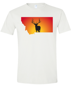Short Sleeve T-Shirt Montana White Elk Vibrant Design High Quality Tight Knit Ring Spun Low Maintenance Cotton Printed With The Newest Available Color Transfer Technology