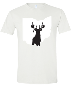 Short Sleeve T-Shirt Ohio White Whitetail Deer Vibrant Design High Quality Tight Knit Ring Spun Low Maintenance Cotton Printed With The Newest Available Color Transfer Technology