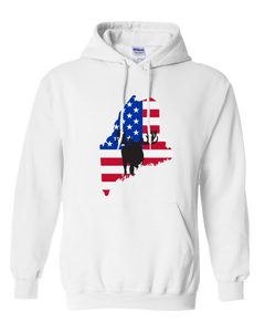 Pullover Hooded Sweatshirt Maine White Moose Vibrant Design High Quality Tight Knit Ring Spun Low Maintenance Cotton Printed With The Newest Available Color Transfer Technology
