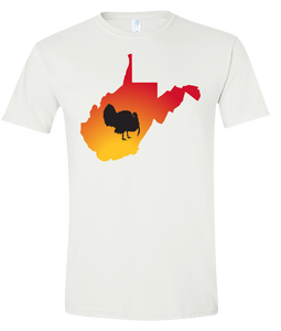 Short Sleeve T-Shirt West Virginia White Turkey Vibrant Design High Quality Tight Knit Ring Spun Low Maintenance Cotton Printed With The Newest Available Color Transfer Technology