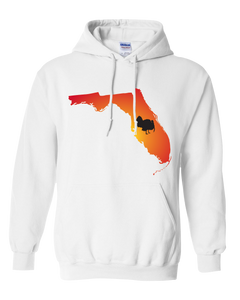 Pullover Hooded Sweatshirt Florida White Turkey Vibrant Design High Quality Tight Knit Ring Spun Low Maintenance Cotton Printed With The Newest Available Color Transfer Technology