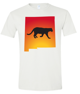 Short Sleeve T-Shirt New Mexico White Mountain Lion Vibrant Design High Quality Tight Knit Ring Spun Low Maintenance Cotton Printed With The Newest Available Color Transfer Technology