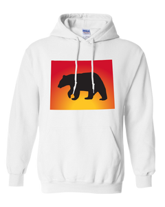 Pullover Hooded Sweatshirt Wyoming White Black Bear Vibrant Design High Quality Tight Knit Ring Spun Low Maintenance Cotton Printed With The Newest Available Color Transfer Technology