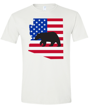 Load image into Gallery viewer, Short Sleeve T-Shirt Arizona White Black Bear Vibrant Design High Quality Tight Knit Ring Spun Low Maintenance Cotton Printed With The Newest Available Color Transfer Technology