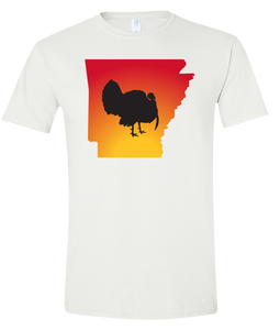 Short Sleeve T-Shirt Arkansas White Turkey Vibrant Design High Quality Tight Knit Ring Spun Low Maintenance Cotton Printed With The Newest Available Color Transfer Technology