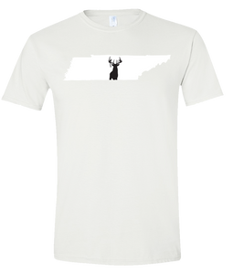 Short Sleeve T-Shirt Tennessee White Whitetail Deer Vibrant Design High Quality Tight Knit Ring Spun Low Maintenance Cotton Printed With The Newest Available Color Transfer Technology