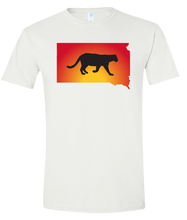 Load image into Gallery viewer, Short Sleeve T-Shirt South Dakota White Mountain Lion Vibrant Design High Quality Tight Knit Ring Spun Low Maintenance Cotton Printed With The Newest Available Color Transfer Technology