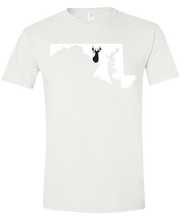 Load image into Gallery viewer, Short Sleeve T-Shirt Maryland White Whitetail Deer Vibrant Design High Quality Tight Knit Ring Spun Low Maintenance Cotton Printed With The Newest Available Color Transfer Technology
