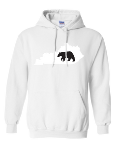 Pullover Hooded Sweatshirt Kentucky White Black Bear Vibrant Design High Quality Tight Knit Ring Spun Low Maintenance Cotton Printed With The Newest Available Color Transfer Technology