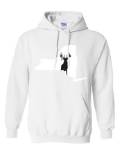 Load image into Gallery viewer, Pullover Hooded Sweatshirt New York White Whitetail Deer Vibrant Design High Quality Tight Knit Ring Spun Low Maintenance Cotton Printed With The Newest Available Color Transfer Technology