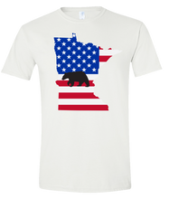 Load image into Gallery viewer, Short Sleeve T-Shirt Minnesota White Black Bear Vibrant Design High Quality Tight Knit Ring Spun Low Maintenance Cotton Printed With The Newest Available Color Transfer Technology