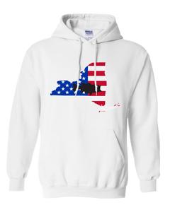 Pullover Hooded Sweatshirt New York White Large Mouth Bass Vibrant Design High Quality Tight Knit Ring Spun Low Maintenance Cotton Printed With The Newest Available Color Transfer Technology