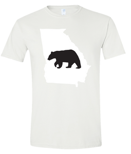 Short Sleeve T-Shirt Georgia White Black Bear Vibrant Design High Quality Tight Knit Ring Spun Low Maintenance Cotton Printed With The Newest Available Color Transfer Technology