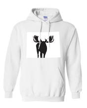 Load image into Gallery viewer, Pullover Hooded Sweatshirt Wyoming White Moose Vibrant Design High Quality Tight Knit Ring Spun Low Maintenance Cotton Printed With The Newest Available Color Transfer Technology