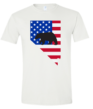 Load image into Gallery viewer, Short Sleeve T-Shirt Nevada White Black Bear Vibrant Design High Quality Tight Knit Ring Spun Low Maintenance Cotton Printed With The Newest Available Color Transfer Technology