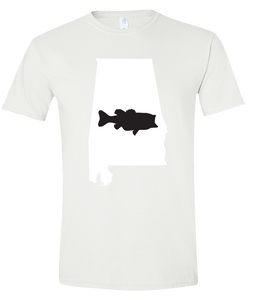Short Sleeve T-Shirt Alabama White Large Mouth Bass Vibrant Design High Quality Tight Knit Ring Spun Low Maintenance Cotton Printed With The Newest Available Color Transfer Technology