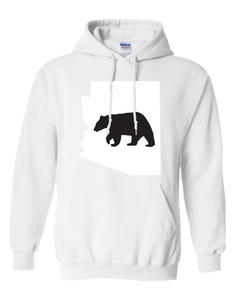 Pullover Hooded Sweatshirt Arizona White Black Bear Vibrant Design High Quality Tight Knit Ring Spun Low Maintenance Cotton Printed With The Newest Available Color Transfer Technology