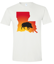 Load image into Gallery viewer, Short Sleeve T-Shirt Louisiana White Wild Hog Vibrant Design High Quality Tight Knit Ring Spun Low Maintenance Cotton Printed With The Newest Available Color Transfer Technology