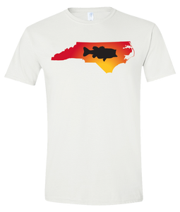 Short Sleeve T-Shirt North Carolina White Large Mouth Bass Vibrant Design High Quality Tight Knit Ring Spun Low Maintenance Cotton Printed With The Newest Available Color Transfer Technology
