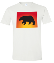 Load image into Gallery viewer, Short Sleeve T-Shirt Wyoming White Black Bear Vibrant Design High Quality Tight Knit Ring Spun Low Maintenance Cotton Printed With The Newest Available Color Transfer Technology