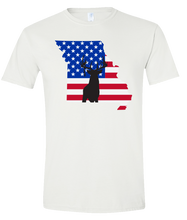 Load image into Gallery viewer, Short Sleeve T-Shirt Missouri White Whitetail Deer Vibrant Design High Quality Tight Knit Ring Spun Low Maintenance Cotton Printed With The Newest Available Color Transfer Technology