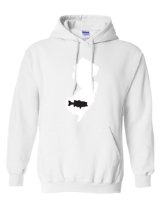 Pullover Hooded Sweatshirt New Jersey White Large Mouth Bass Vibrant Design High Quality Tight Knit Ring Spun Low Maintenance Cotton Printed With The Newest Available Color Transfer Technology