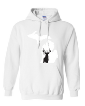 Load image into Gallery viewer, Pullover Hooded Sweatshirt Michigan White Whitetail Deer Vibrant Design High Quality Tight Knit Ring Spun Low Maintenance Cotton Printed With The Newest Available Color Transfer Technology