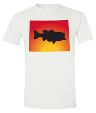 Load image into Gallery viewer, Short Sleeve T-Shirt Wyoming White Large Mouth Bass Vibrant Design High Quality Tight Knit Ring Spun Low Maintenance Cotton Printed With The Newest Available Color Transfer Technology