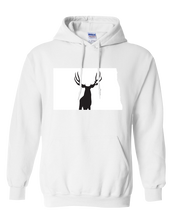 Load image into Gallery viewer, Pullover Hooded Sweatshirt North Dakota White Mule Deer Vibrant Design High Quality Tight Knit Ring Spun Low Maintenance Cotton Printed With The Newest Available Color Transfer Technology