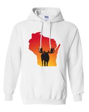 Load image into Gallery viewer, Pullover Hooded Sweatshirt Wisconsin White Moose Vibrant Design High Quality Tight Knit Ring Spun Low Maintenance Cotton Printed With The Newest Available Color Transfer Technology