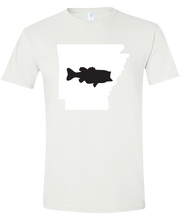 Load image into Gallery viewer, Short Sleeve T-Shirt Arkansas White Large Mouth Bass Vibrant Design High Quality Tight Knit Ring Spun Low Maintenance Cotton Printed With The Newest Available Color Transfer Technology