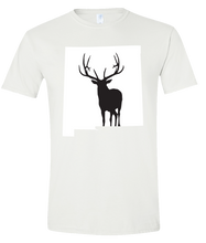 Load image into Gallery viewer, Short Sleeve T-Shirt New Mexico White Elk Vibrant Design High Quality Tight Knit Ring Spun Low Maintenance Cotton Printed With The Newest Available Color Transfer Technology