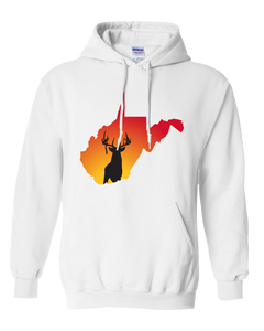 Pullover Hooded Sweatshirt West Virginia White Whitetail Deer Vibrant Design High Quality Tight Knit Ring Spun Low Maintenance Cotton Printed With The Newest Available Color Transfer Technology